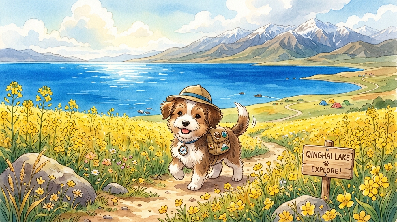 布布在青海湖畔
